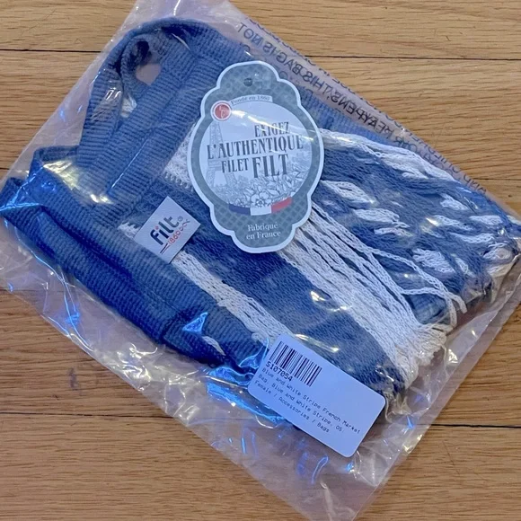 FILT Blue and White Stripe French Market Woven Tote Bag - One Size - NEW - Picture 2 of 5